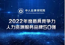 “2022年度最具竞争力人力资源服务品牌50强”重磅发布！